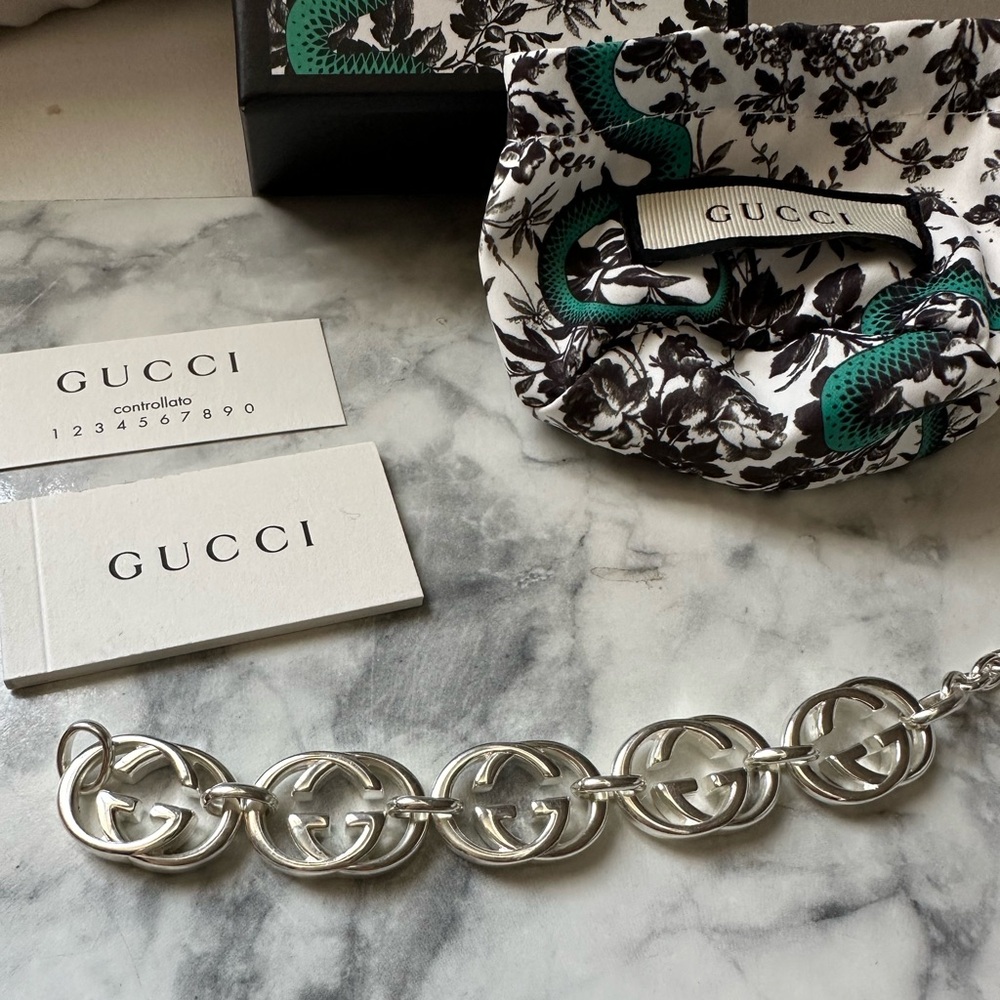 NEW Gucci Sterling SilverInterlocking GG Britt Bracelet - Picture 2 of 10